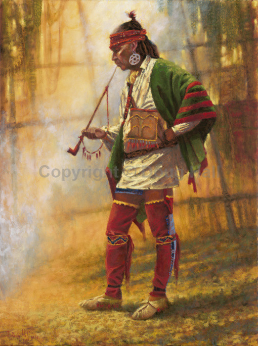 Peace Pipe -Shawnee Chief Blackfish by Doug Hall - 185 40x30 Oil on Canvas